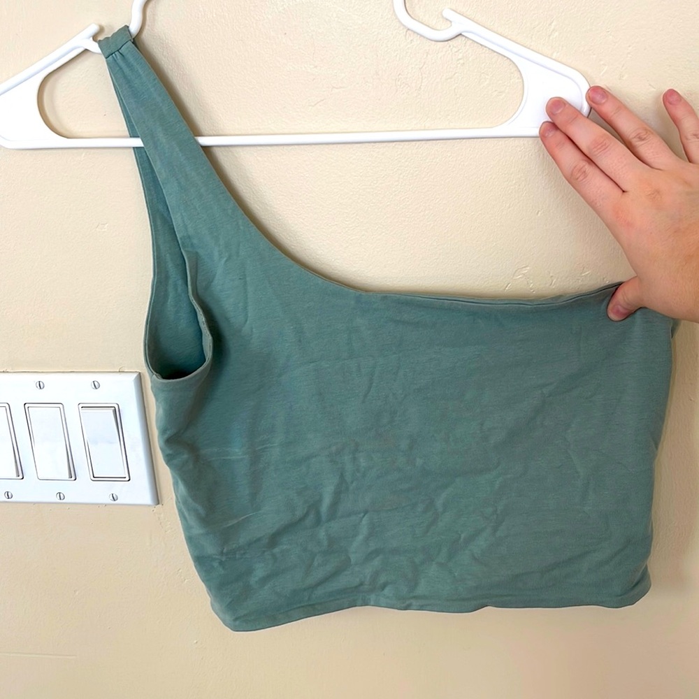 Cotton on, size large, blue-green in color, one shoulder